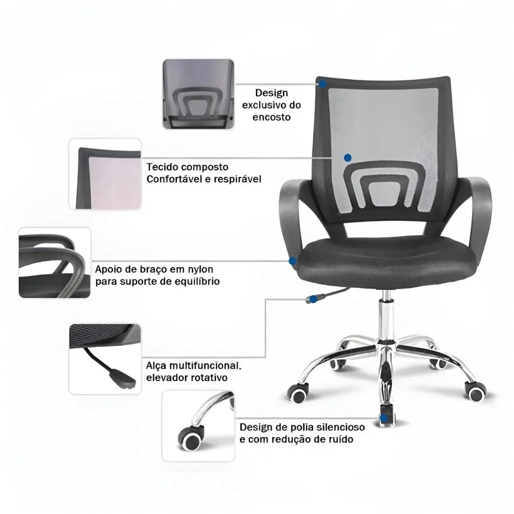 Silla de Oficina con Respaldo de Malla Mesh